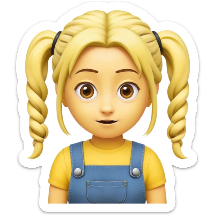 yellow minion character with girl hair, pigtails sticker