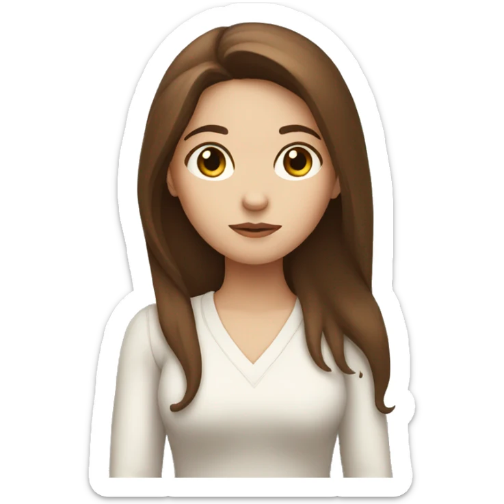 girl with long brown hair and white skin shrugging sticker