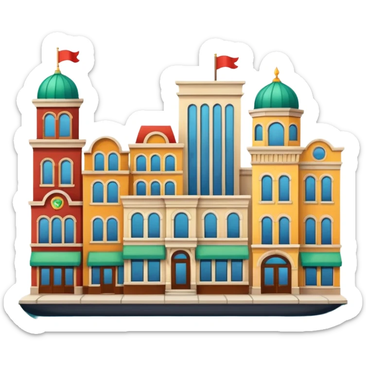 Hamtramck city emoji showing diverse community and iconic local building in iOS Apple style sticker