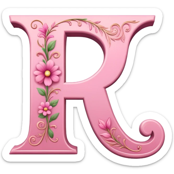Pink, romantic, refined, fancy, letter “F” of the alphabet sticker