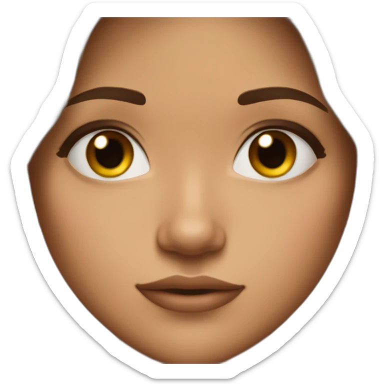 Girl with tan skin, mid length brown hair, bigish nose, long lashes and sorta eye bags sticker