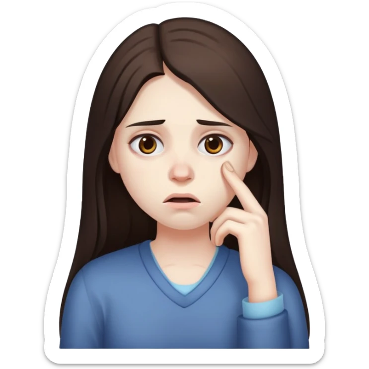 girl with long dark brown hair and pale skin sick hungover nauseous sticker