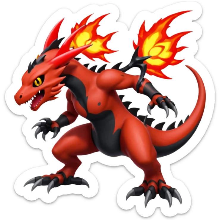 Splash-patterned emotional sparky sparky boom boom painful Darkrai-Guilmon-Salandit-Yveltal-Pokémon-Fakémon-fusion-hybrid-creature sticker