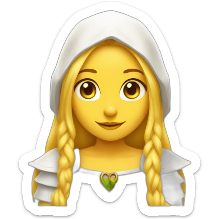 face of elf girl, white clothes, yellow long hair sticker