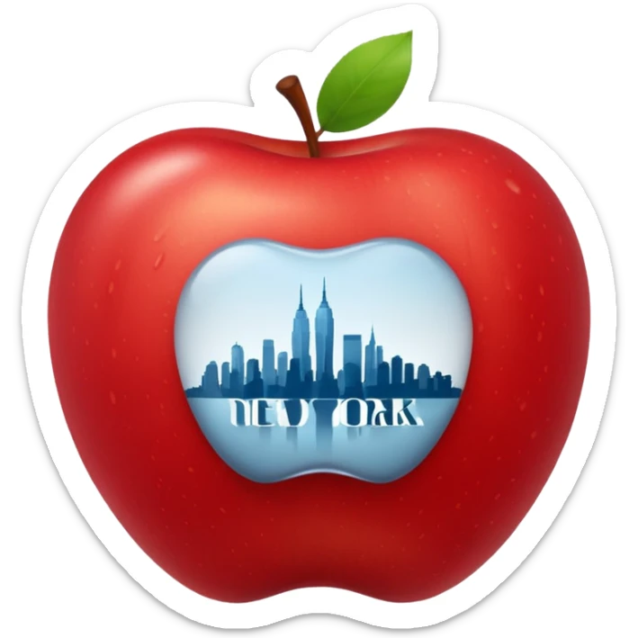 Manzana con el nombre de New York dentro pero aesthetic, que ocupe toda la manzana sticker