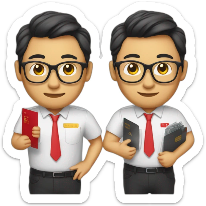 Tech CEO wearing glasses holding red Singaporean passport wearing shirt, shirt says ONLOOP on it sticker