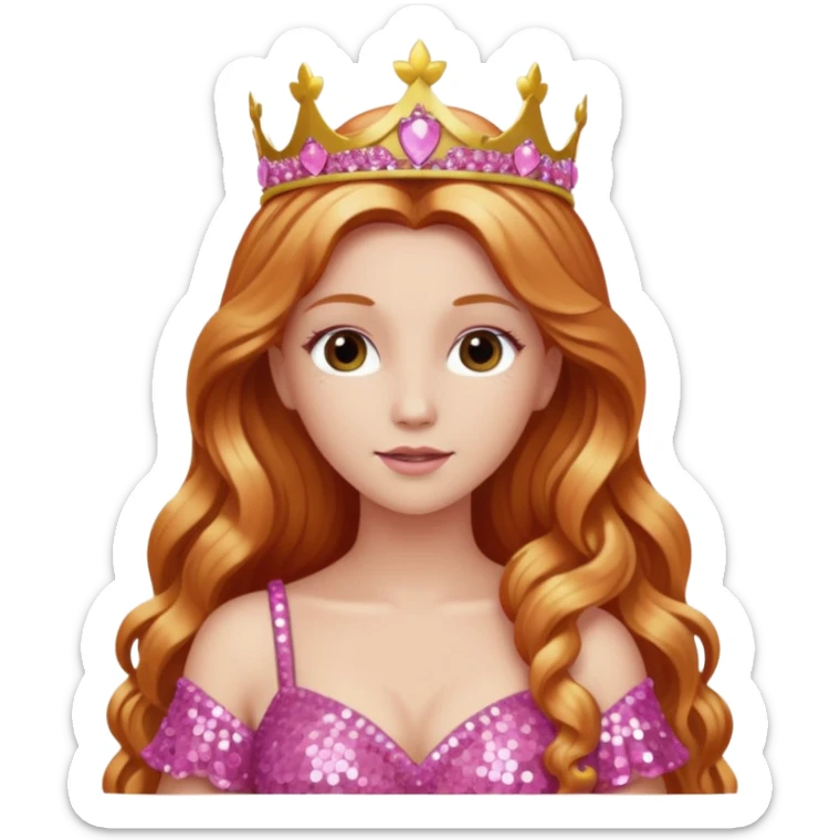 Venus, Goddess of Love from Gods and Goddesses with long reddish blonde hair, pink sequin outfit sticker