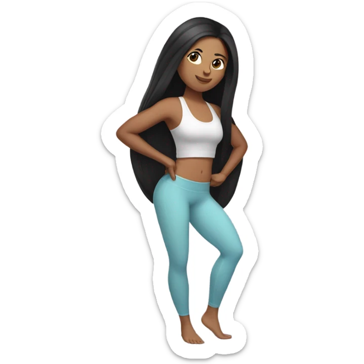 latin woman with straight long black hair wearing a yoga outfit  sticker