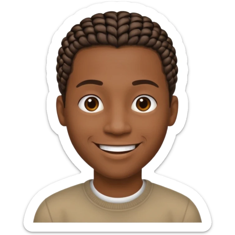 Hazme un emoji de un hombre negro con trenzas cortas sticker