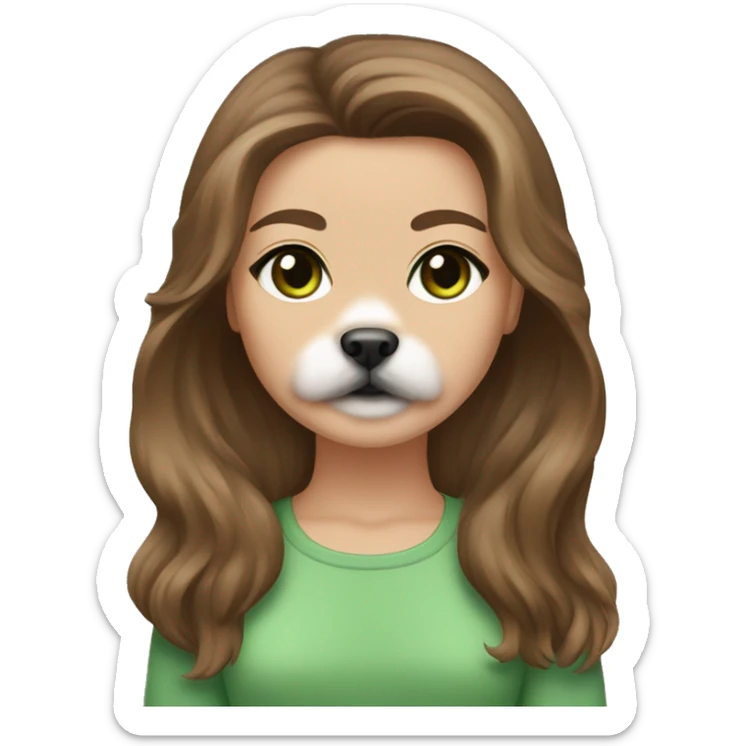 brown hair, green eyed girl holding tan shihtzu sticker