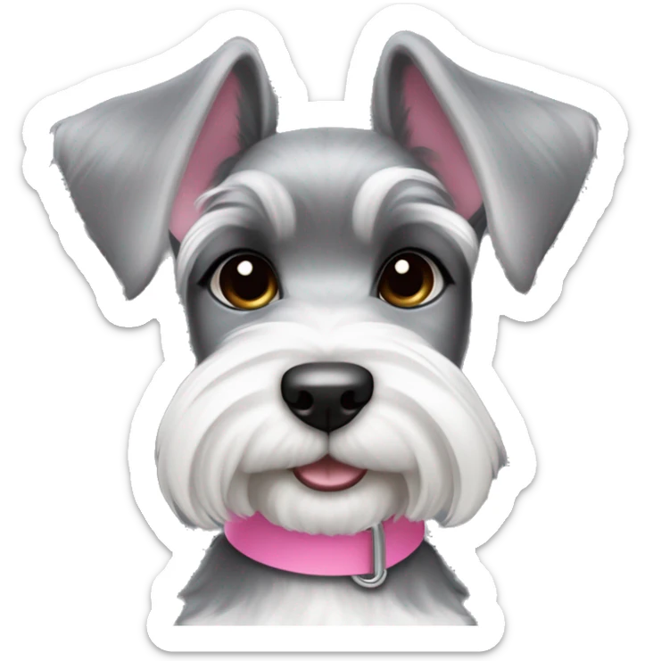 schnauzer light gray and white ears and pink collar girl puppy sticker