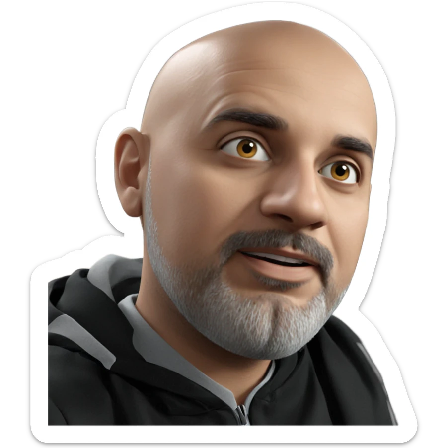 bald man with facial hair sticker