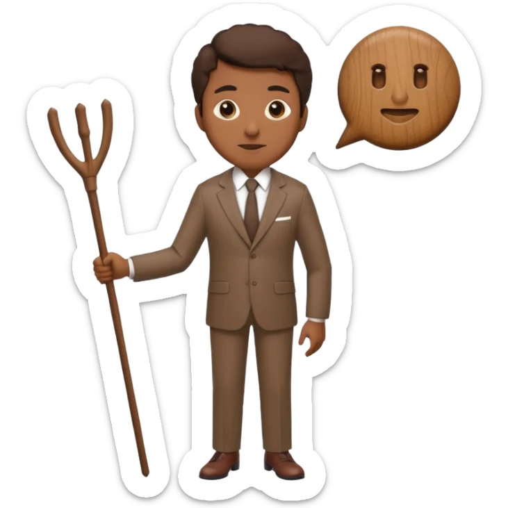 Give me a brown suit with stick just the clothes and add a stick beside sticker