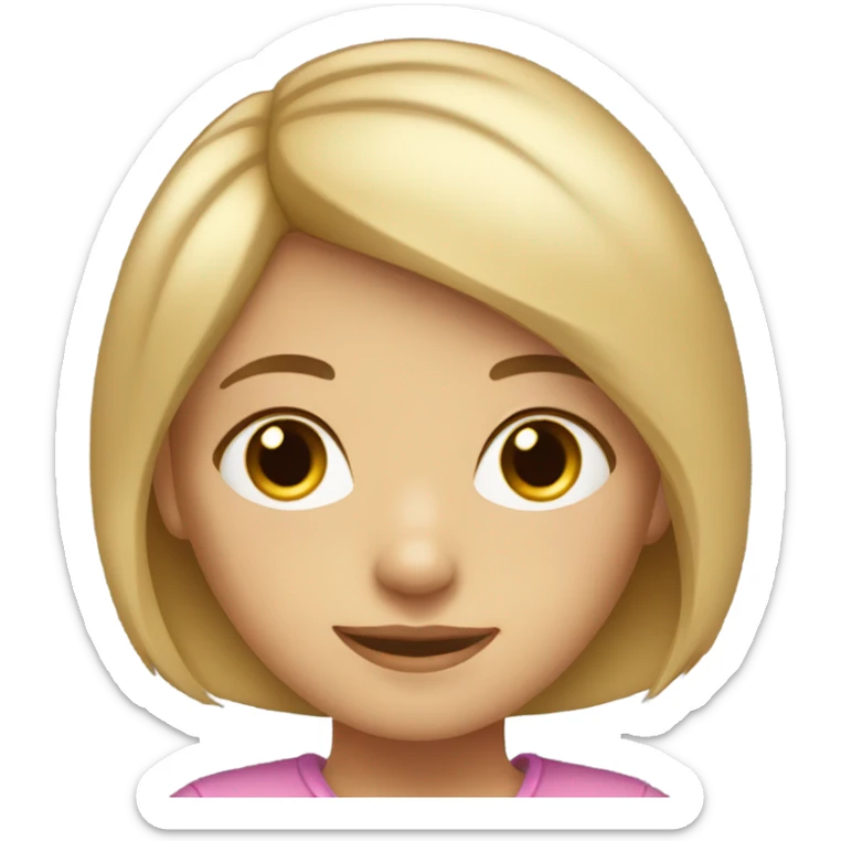 A young girl with short hair, blonde hair in the front, and brown eyes on the rest. sticker