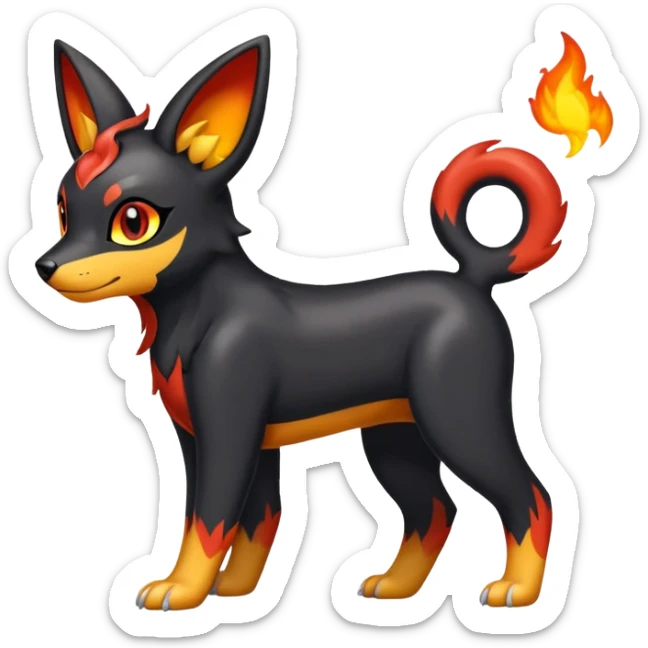 Cute Shiny Houndour-Quilava-Litten-Umbreon-Fakémon-hybrid-creature (full body)  sticker
