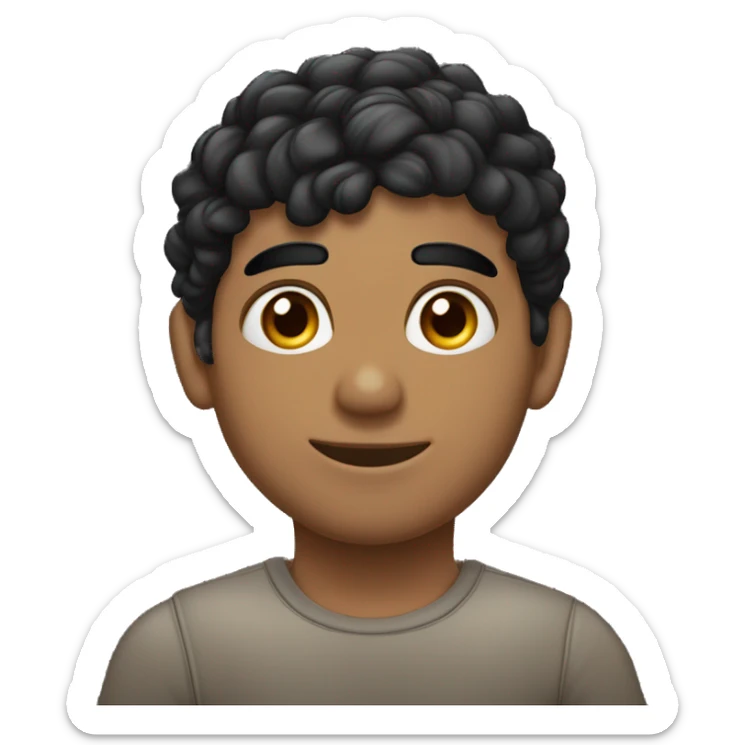 Joven varón de piel morena, ojos de color negro y cabello negro rizado sticker