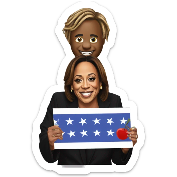 JUICE WRLD holding a Kamala Harris Politcal Sign  sticker