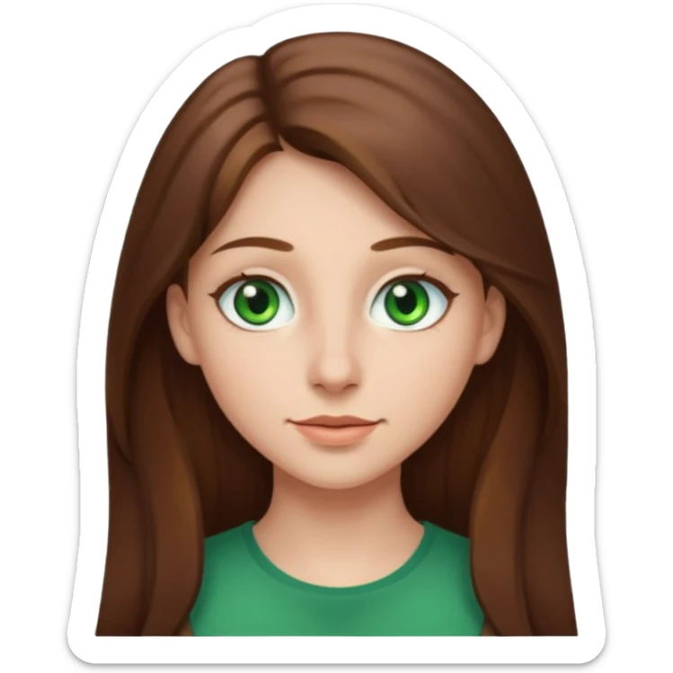 Vull una noia amb els cabells marró per les espatlles i ulls verds amb el nas mes gros i el cabell llarg sticker