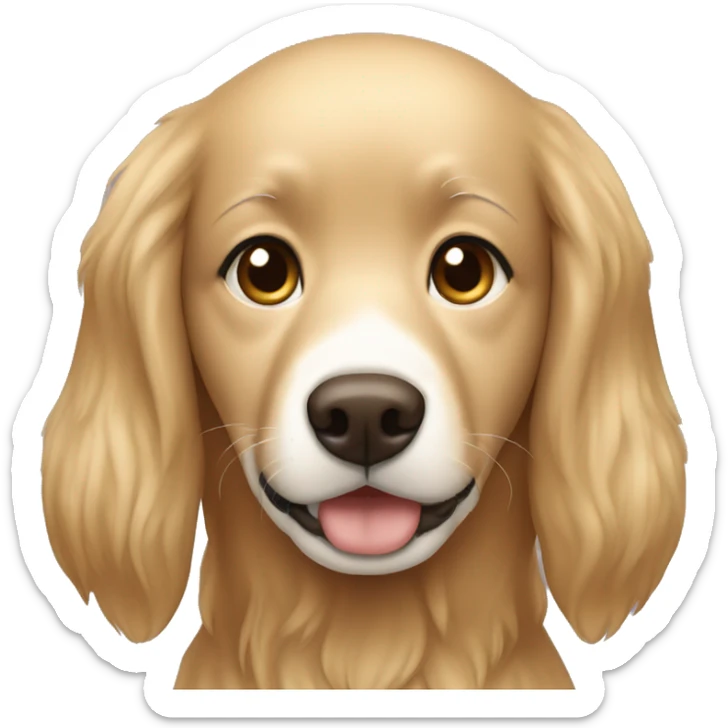 a white girl with brown eyes and brown hair and golden retriever sticker