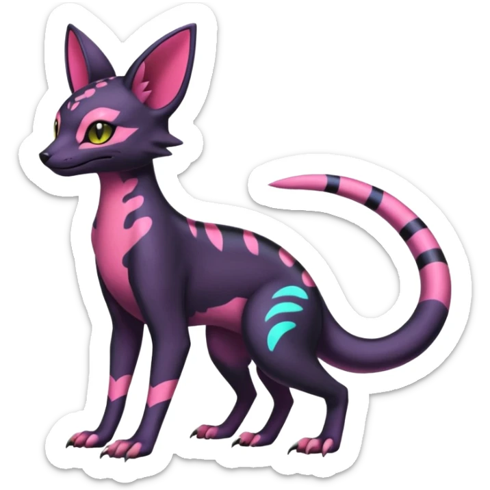 Neon pastel Salandit-Umbreon-Genet-Noivern-Noibat-Serval-Hybrid (Full body) sticker