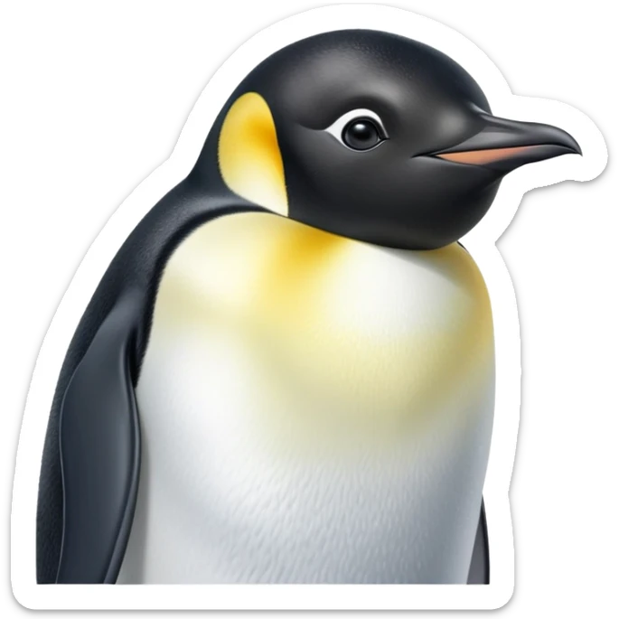 cinematic-adult-emperor-penguin-portrait-emoji,-head-tilted-playfully-and-inquisitively,-with-glossy,-pristine-plumage,-sparkling-eyes-filled-with-curiosity,-simplified-yet-irresistibly-adorable-features, black face sticker