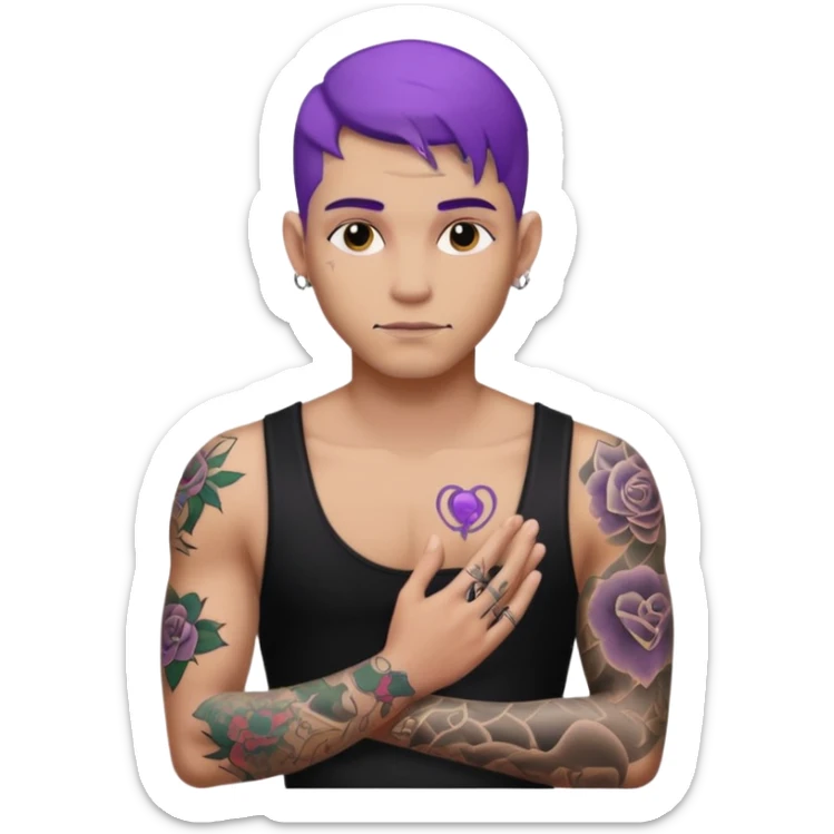 men with tatoos and hightlight that tatoos with purple hair and black dress sticker