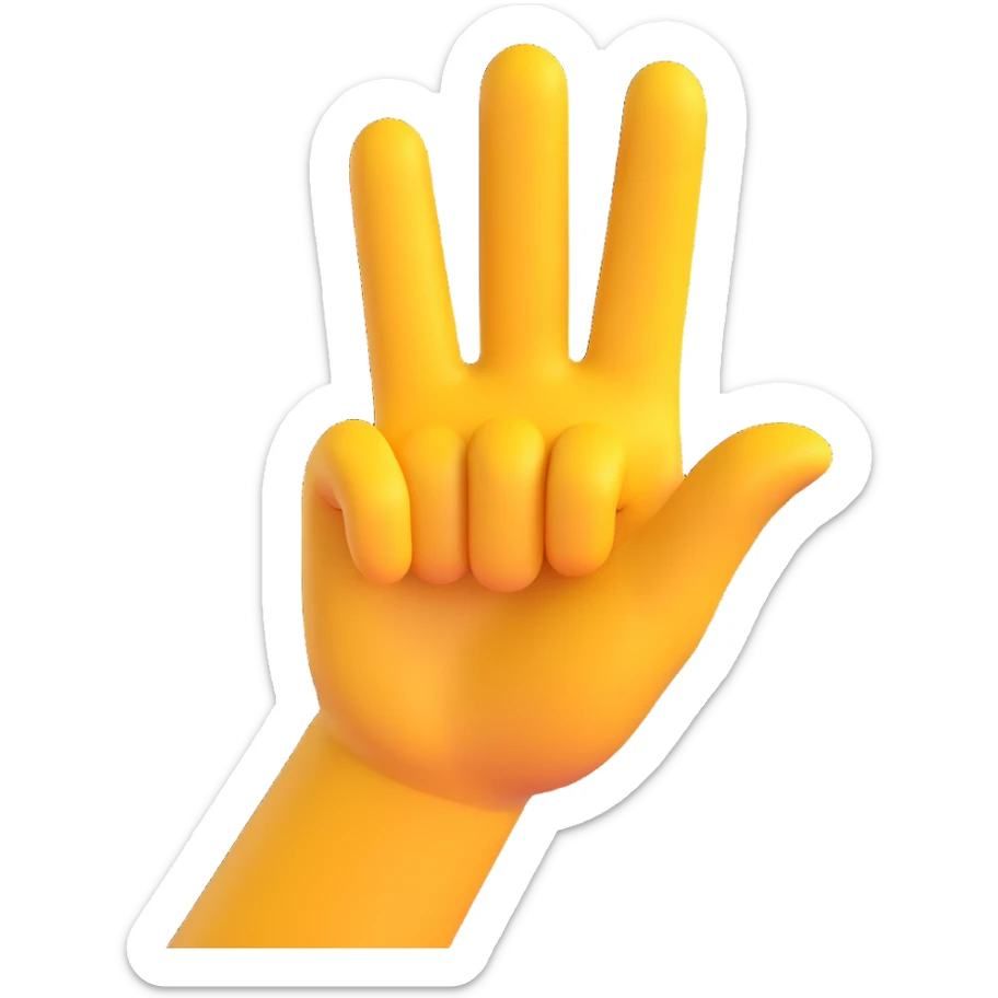hand gesture representing the 'DEAL' hand sign, fingers forming the letters D, E, A, L, 3D emoji style sticker