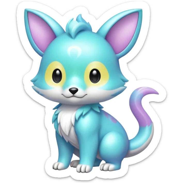Cute cool pastel shiny colorful animal hybrid Fakemon full body sticker