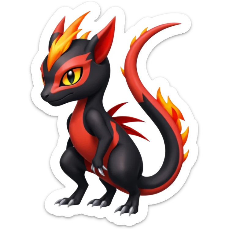 Colorful Cool Badass  Meloetta-Litten-Salandit-Guilmon-Darkrai-Pokémon-Fakémon-fusion-hybrid-creature sticker