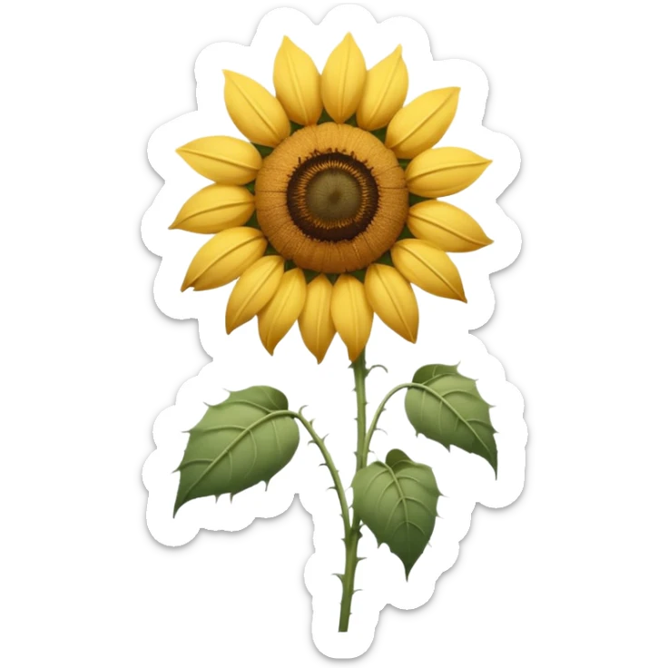 wilted sunflower with drooping stem and faded petals, in the style of the iOS wilted rose emoji sticker