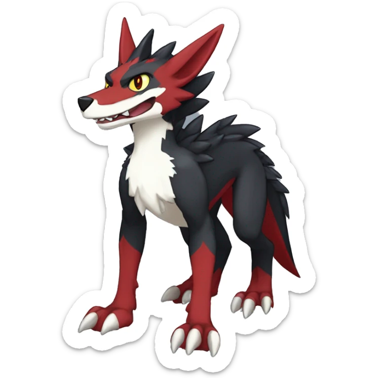 Anthro cool black red nargacuga sergal animal hybrid Fakemon full body sticker