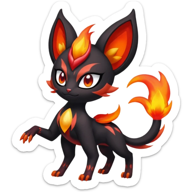 Colorful Meloetta-Litten-Darkrai-Pokémon-Fakémon-fusion-hybrid-creature sticker