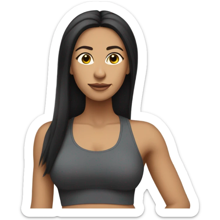 lightskin latin woman with straight long black hair wearing a yoga outfit  sticker
