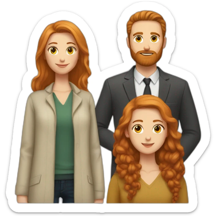 Bearded white man with very short dark hair and girlfriend with long ginger hair sticker