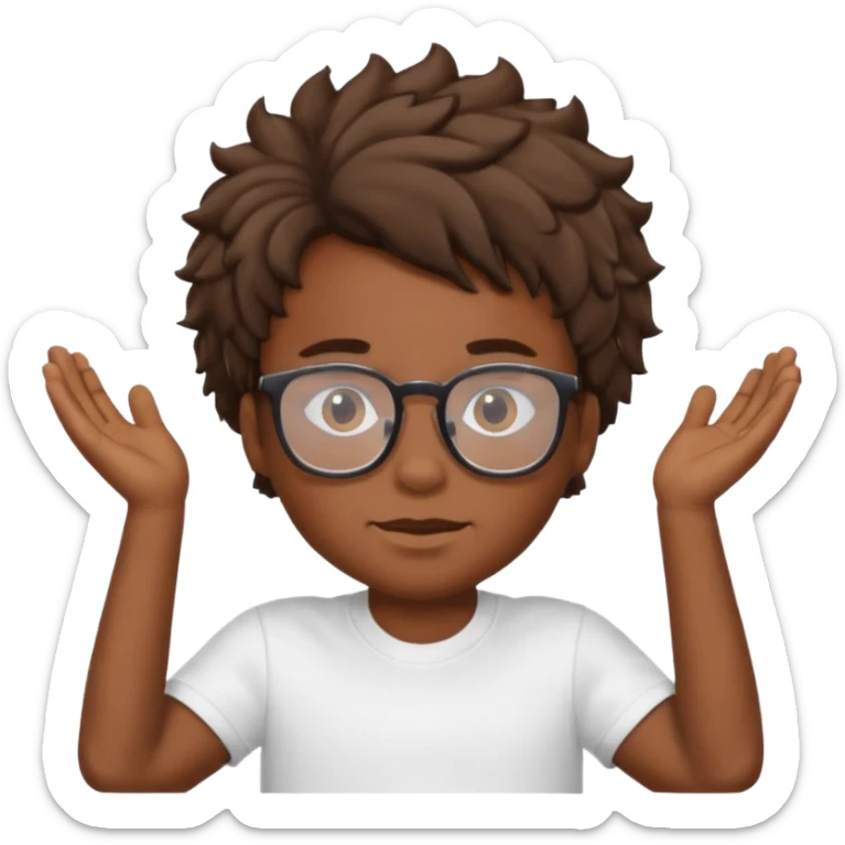 a black boy with a ondulado hair and a white t shirt and lentes  sticker