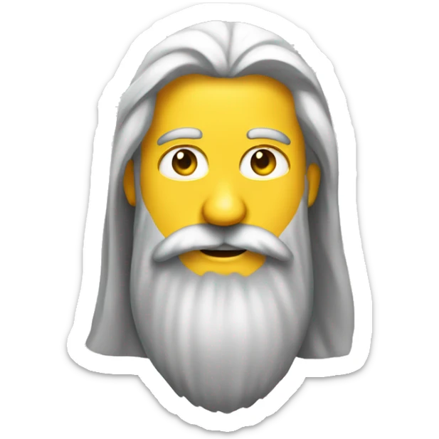 A yellow cartoon emoji with a long beard, styled like WhatsApp emojis, on a transparent background. sticker