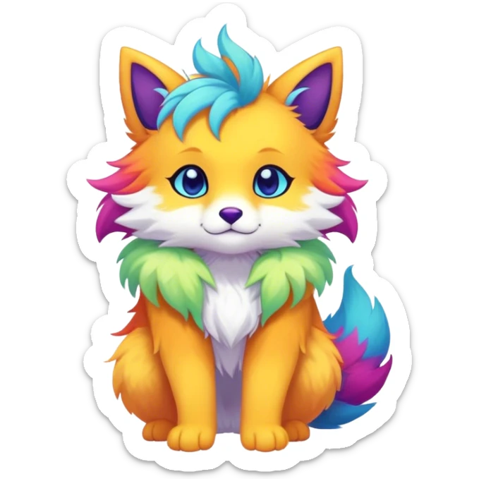 Kawaii bright fantasy ethereal anthro fursona Fakemon sticker
