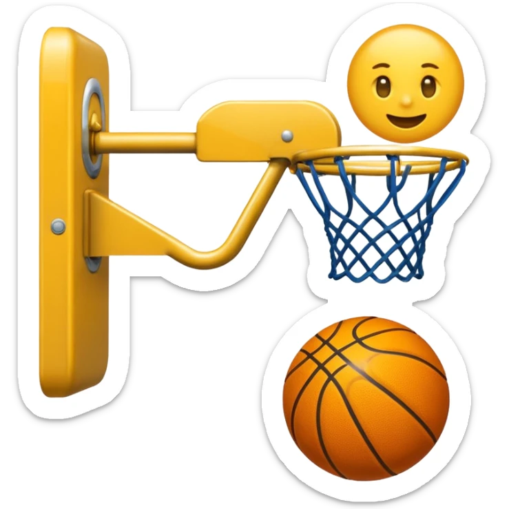 Crea un emoji de un autobús de una escuela con un aro de básquet en la parte de enfrente sticker