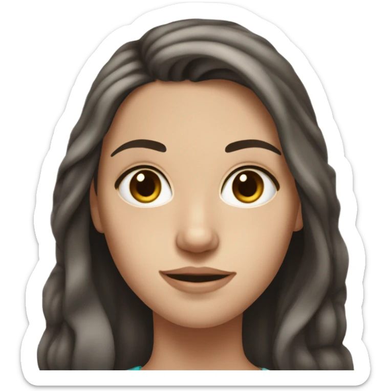 teenage white girl with long dark brown hair, a few freckles on nose, and dark eyes sticker