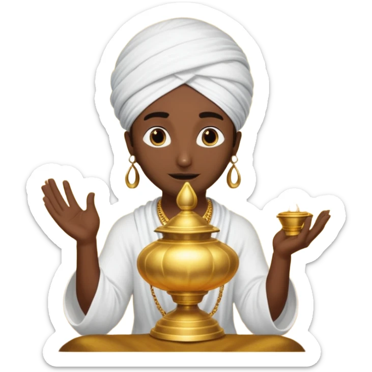 CREATE A EMOJI WHERE WHERE JINN COMES ALLADIN"S LAMPS FROM IN LAMP AND SAY HUKUM MERE AAKA  sticker