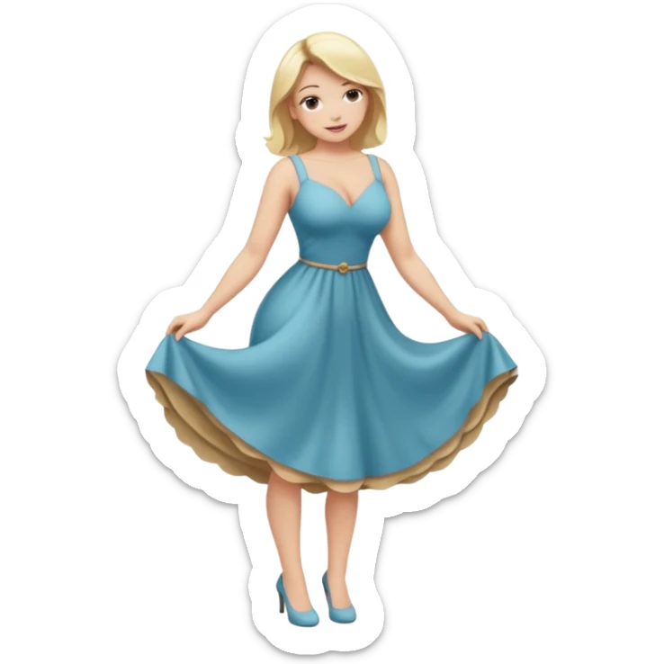 busty blonde woman full body bending at the waist, SFW sticker