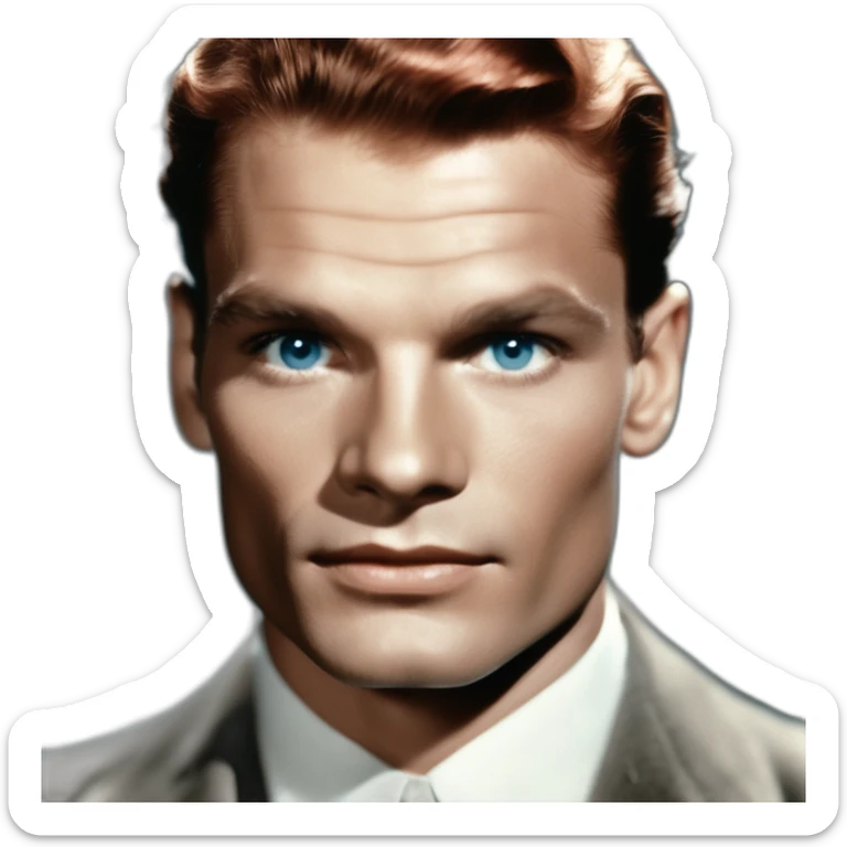 Young Laurence Olivier colorised Blue eyes very neat gelled back fully red hair handsome chiselled jaw sharp cheekbones sticker