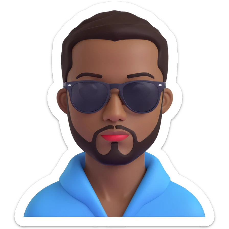 portrait of a black man with dark sunglasses, stylish look, head and shoulders portrait, plain background sticker
