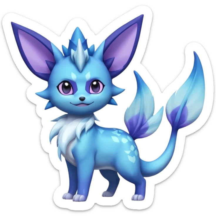 Nebulae Aurorus-Noibat-Vaporeon-Glaceon-Meowstic-Fakémon-hybrid-creature (full body)  sticker