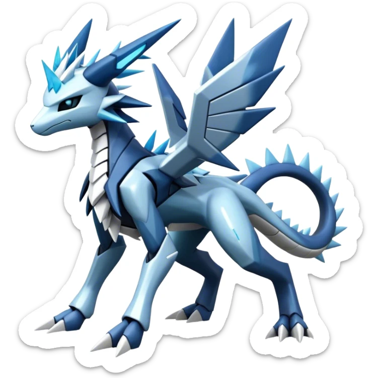 Spikey, spiky, Cyborg-Kyurem-Glaceon-dialga-hybrid, full body, no wings, without wings sticker