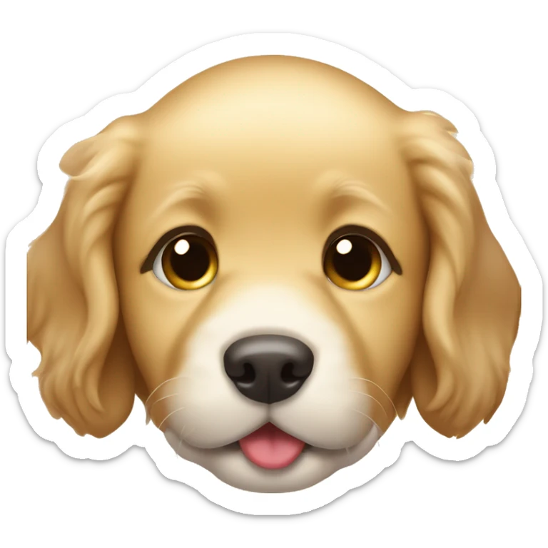 A golden retriever puppy emoji with a playful wink and tongue out sticker