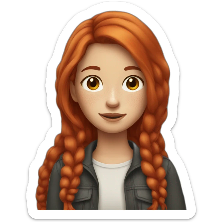 Girl with red long hair and freckles  sticker