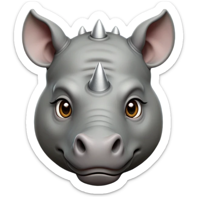 cinematic-noble-rhinoceros-portrait-emoji,-poised-and-regal,-with-a-massive,-powerful-build-and-a-thick,-deep-set-soulful-piercing-eyes,-simplified-yet-sharp-and-sophisticated-features,-highly-detailed, large eyes, slate grey hide sticker