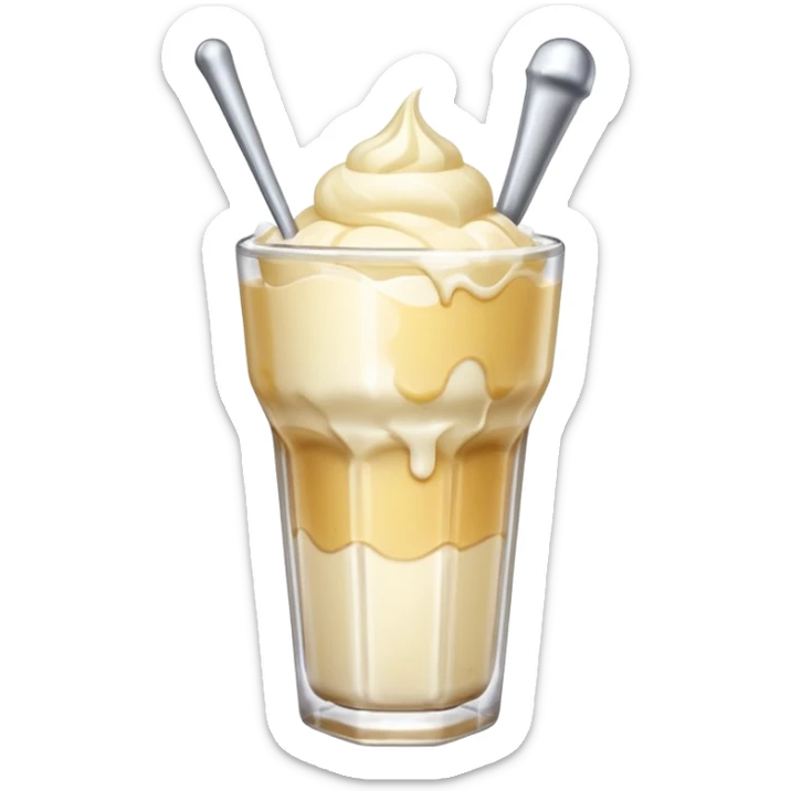 Japanese cream soda on a glass with ice ice cream vanilla 1 scoop on top sticker