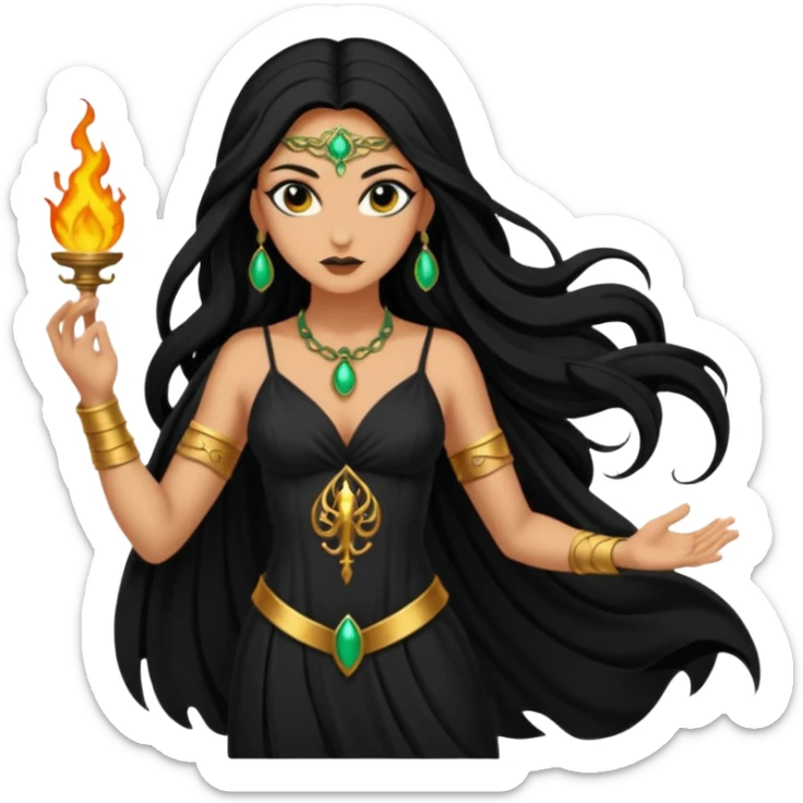  Achlys, Poison Goddess from Rome Mythology with long black hair, black outfit sticker